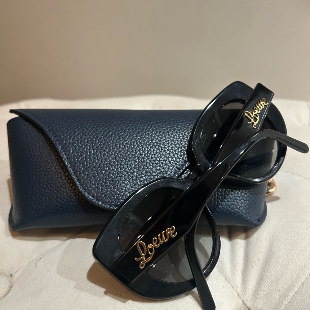 Loewe Black Round Frame Sunglasses with Gold Accents